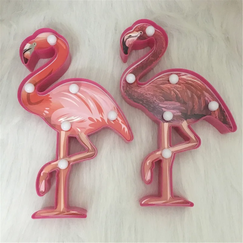 Горячая Обновление 3D окрашенный Фламинго Единорог Русалка ночник батарея мощность освещение подвесной как настенный светильник для ребенка спящий светодиодный - Испускаемый цвет: 2PCS Flamingo