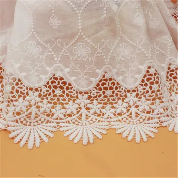 

3Y-5Yard/Lot Cotton Cloth Natural White Embroidered Hollow Lace Trim Lace Fabric Width 39CM Sew Diy Clothing Dress Accessories