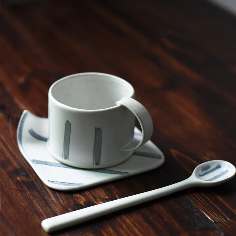 180ML Creative Ceramic Pottery Espresso Coffee Cup with Suacer Spoon Home Art Drinkware Office