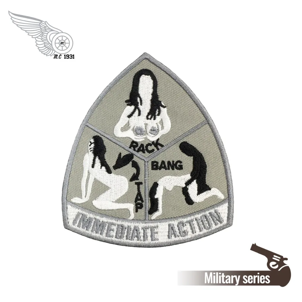 

Immediate Action Tap Rack Bang Military Patch Iron on Uniform Morale Military Badge 4 Inches Patches