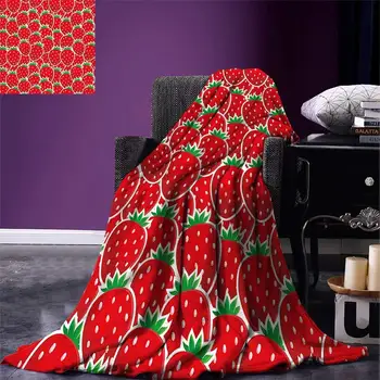

Fruits Throw Blanket Strawberry Themed Botany Seeds Yummy Food Organic Growth Diet Health Print Warm Microfiber Blanket
