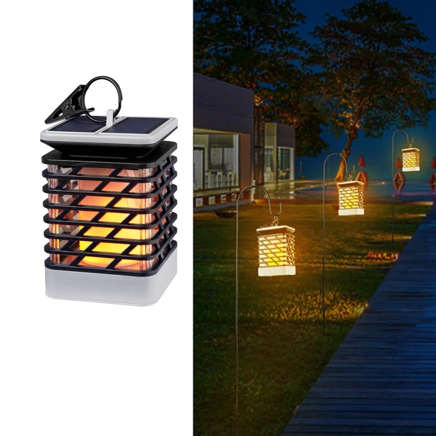 

Solar Lights Outdoor Espier LED Flickering Flame Torch Lights Solar Powered Lantern Hanging Decorative Atmosphere Lamp for Pat