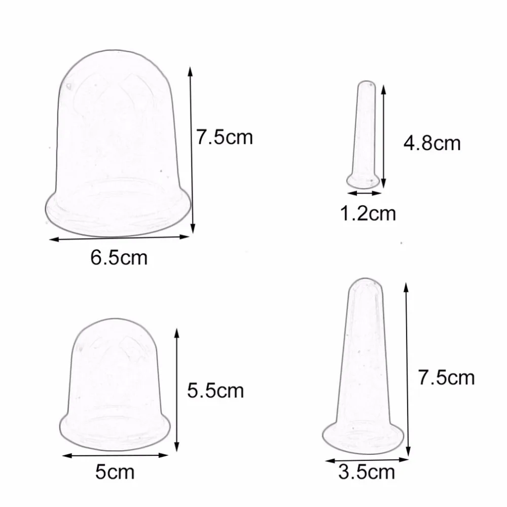 4 шт./компл. Семья массаж тела помощник антицеллюлитный силиконовые вакуумных банок чашки щетка для лица массажер для спины массаж баночный чашки здравоохранения