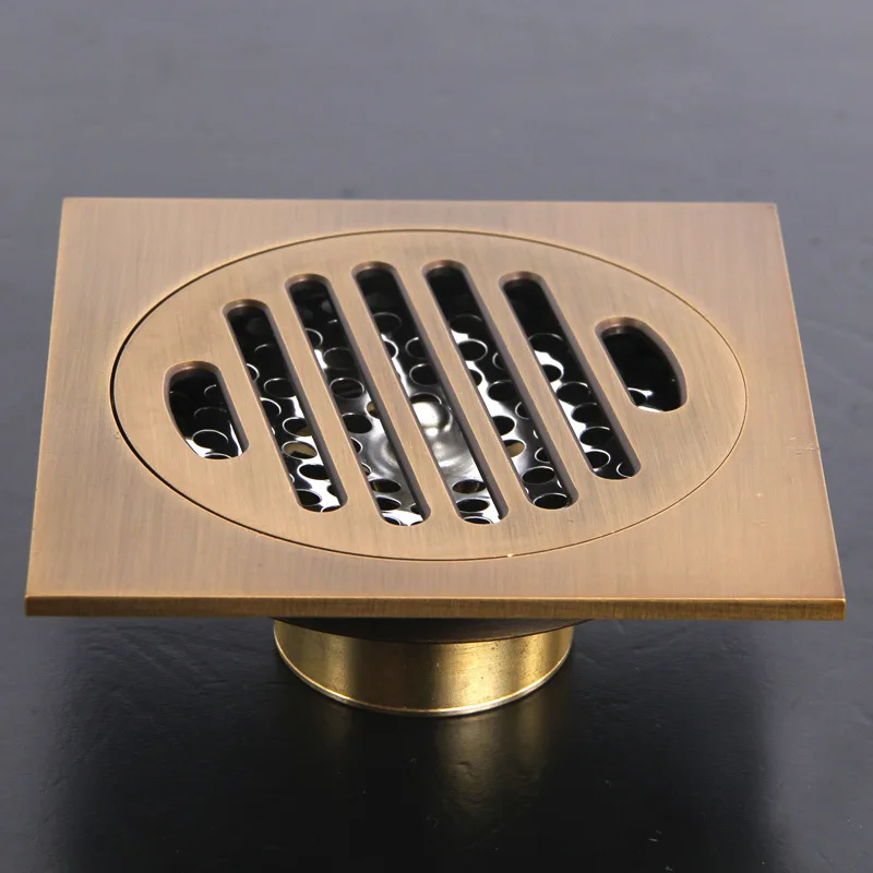 Solid Brass Square Classic Style Bathroom Shower Floor Drain Washer