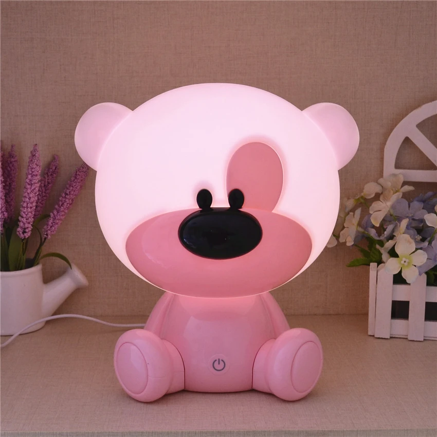 Bonito dos Desenhos Menina das Crianças Mesa de Cabeceira Luminárias de Alimentação do Bebê Coelho Animados Urso Escurecimento Night Lights Presente Quarto Noite Lâmpadas 11 Cheap Luzes noturnas