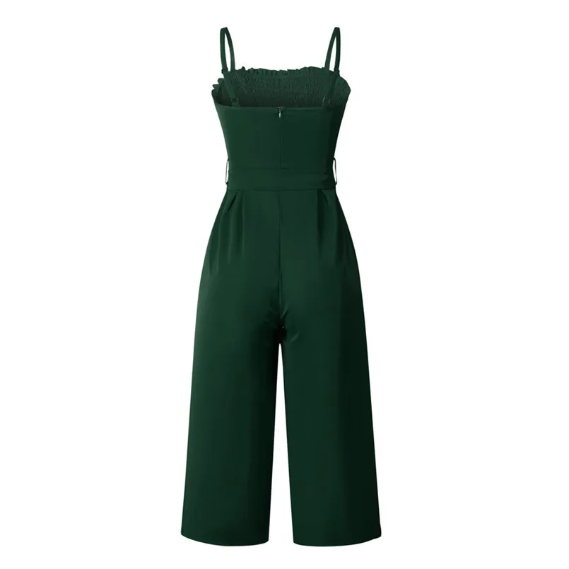 New Fashion Women Summer Sexy Slash-Neck Sleeveless Rompers Sashes Solid Jumpsuit Playsuit Office Elegant Lady Jumpsuit #4R08 (10)