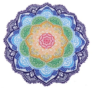 147 147CM Round Beach Towel Tapestry Tassel Decor With Balls Circular Tablecloth Yoga Picnic Lotus Floral