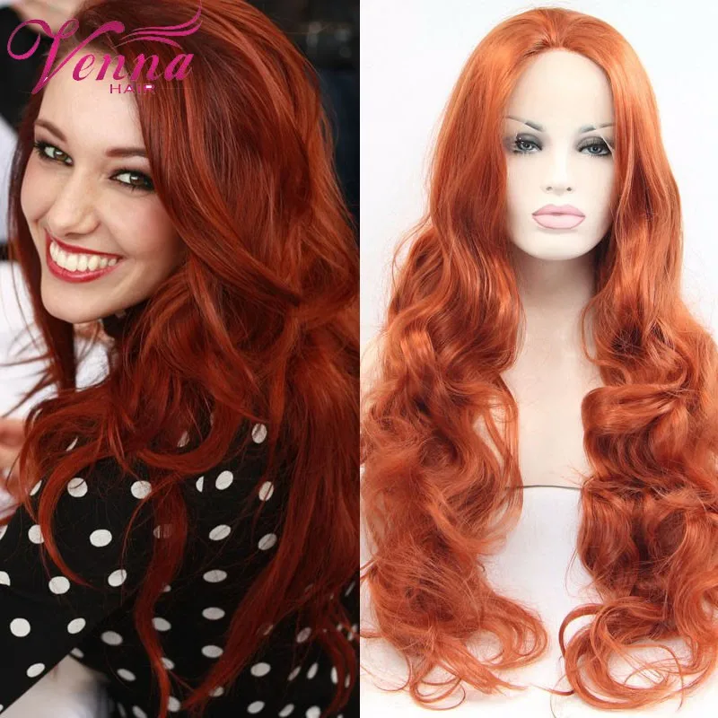 Free Shipping Lace front Synthetic Hair wigs Long straight orange Wig Perruque synthetic wigs
