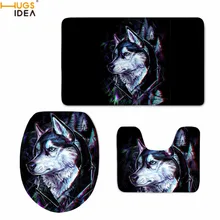 HUGSIDEA 3D Собака Хаски принт Ванная комната Ковры Нескользящие животного Стиль Домашний Декор Интимные аксессуары Санузел ковры комплект 3 шт. моющиеся ковры s