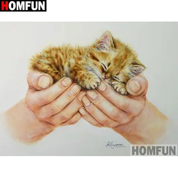 

HOMFUN 5D Diamond "Animal cat hand" Diamond Embroidery Full Round/ Square Diy Diamond Painting Cross Stitch Home Decor A17173