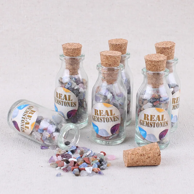 

36PCS Creative home bottle crushed stone specimen decorated with natural mixed ore crystal broken stone.