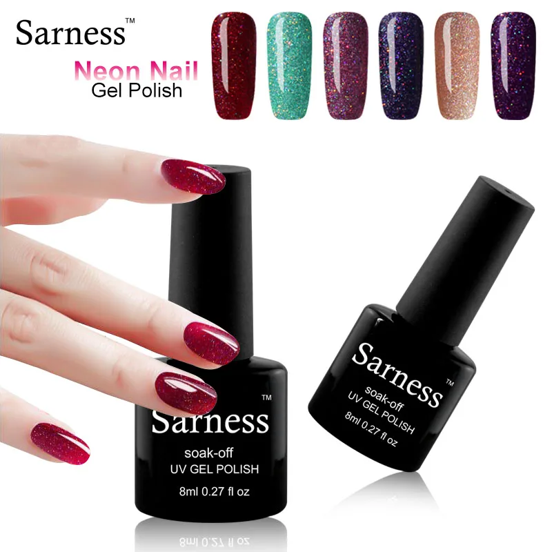 sarness Bling Neon Colors UV Gel font b Nail b font Polish Long Lasting Gel Lak
