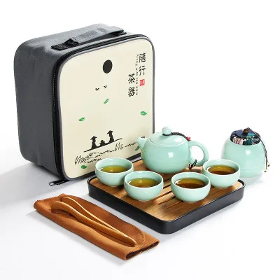 Креативный Открытый Дорожный чайный набор портативный китайский чайный набор кунг-фу [1 чайник+ 4 чашки] с чайным подносом - Цвет: 11 Tea Set