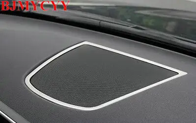 

BJMYCYY Car styling stainless steel Stickers For BMW 5 series F10 11-16 Central Console Speaker Audio Cover Frame decoration