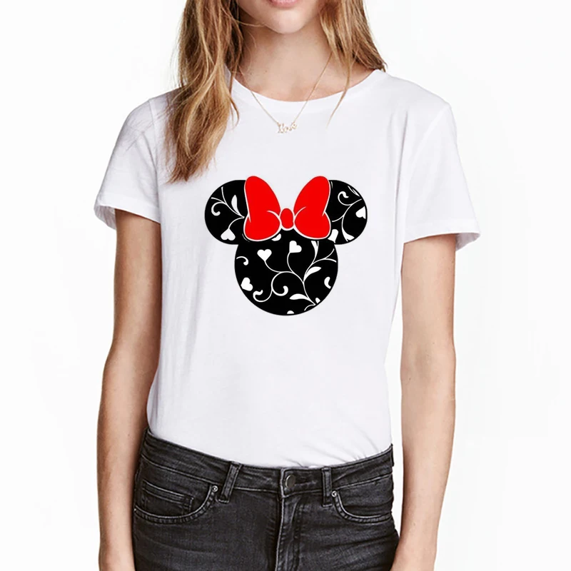 

Women 2019 Summer Harajuku T Shirt Camiseta Mujer Graphic Tees Minnie Head Korean Kawaii Tops Streetwear Tee Shirt Femme