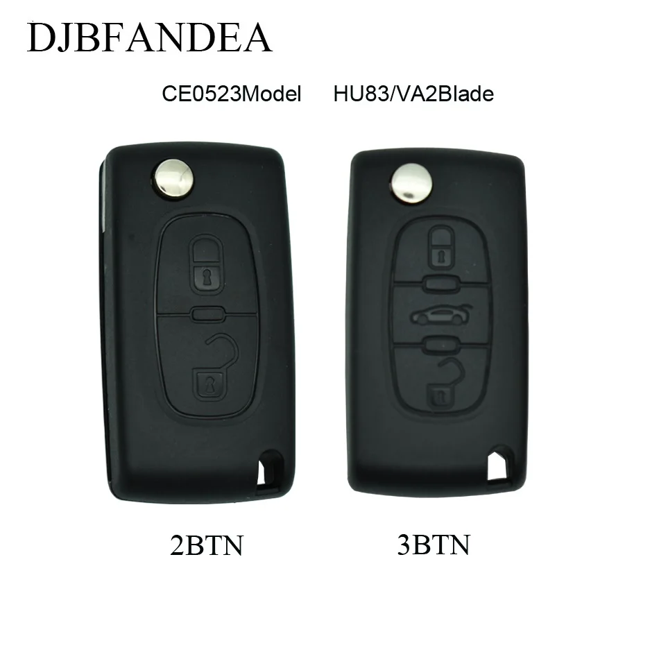 

DJBFANDEA 2/3 Buttons CE0523 Model Car Remote Key Shell Fob For Peugeot For Citroen Key Case HU83/VA2 optional