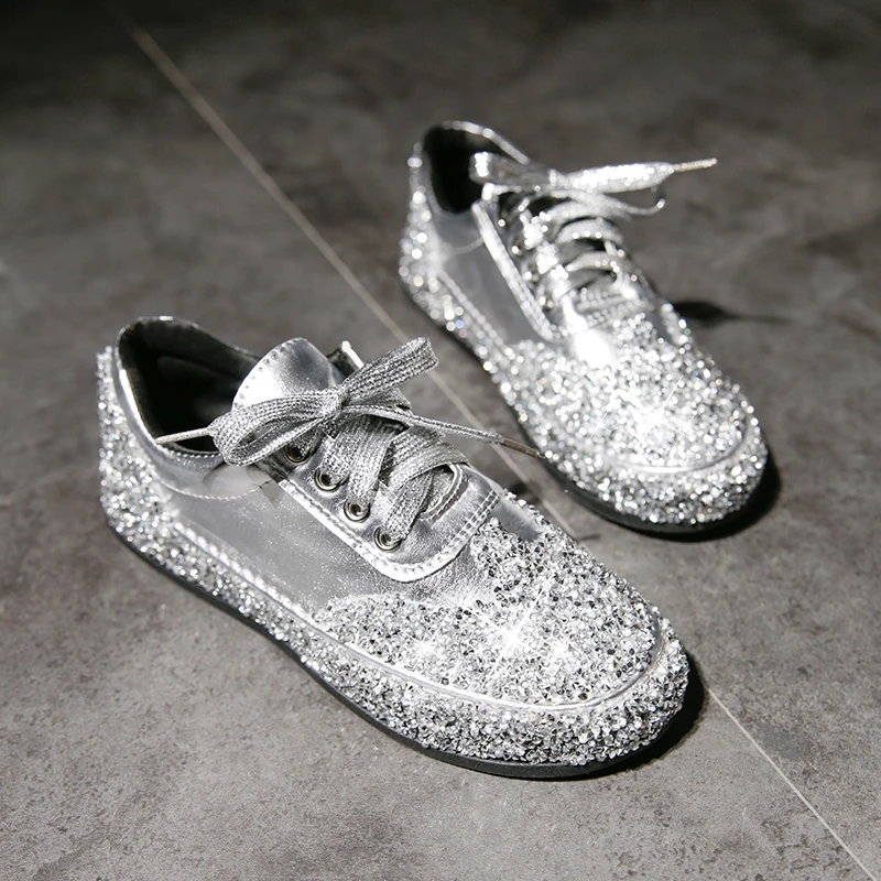 silver women flats