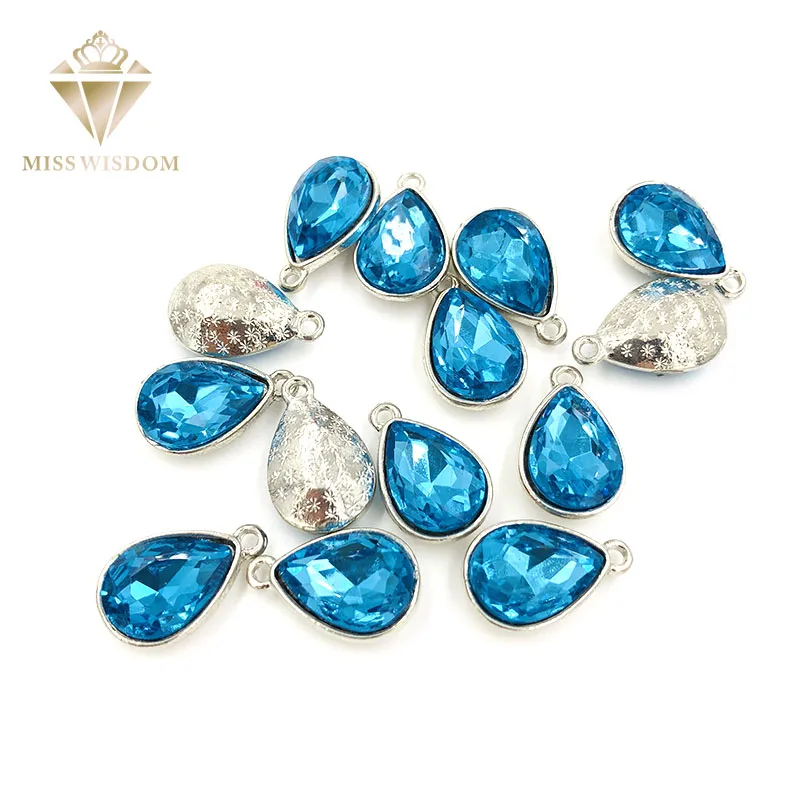 

New prouduct Lake Blue sew on rhinestones teardrop alloy single hole crystal pendant diy jewelry/earrings/ornaments accessories