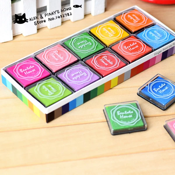 20 PCS/LOT DIY Cute Ink Pads for Rubber Stamps Fingerprint Ink Pad for