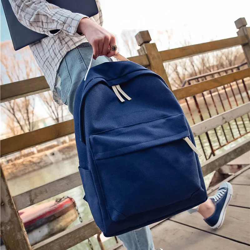 

Fashion Korean Women Man Backpack Bag Canvas Double Zipper Adjustable Strap Boys Girls School Bags Big Capacity
