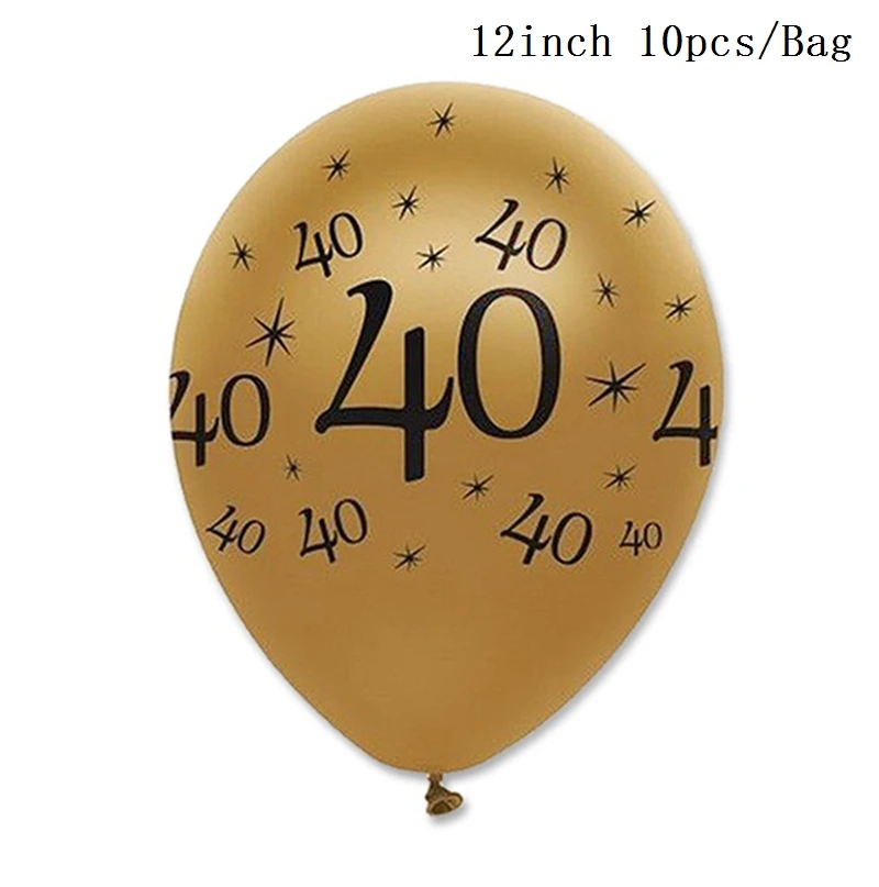 HUIRAN Черное золото для взрослых 30th 40th 50th День Рождения украшения принадлежности 30 40 50 с днем рождения баннер воздушные шары посуда - Цвет: 40