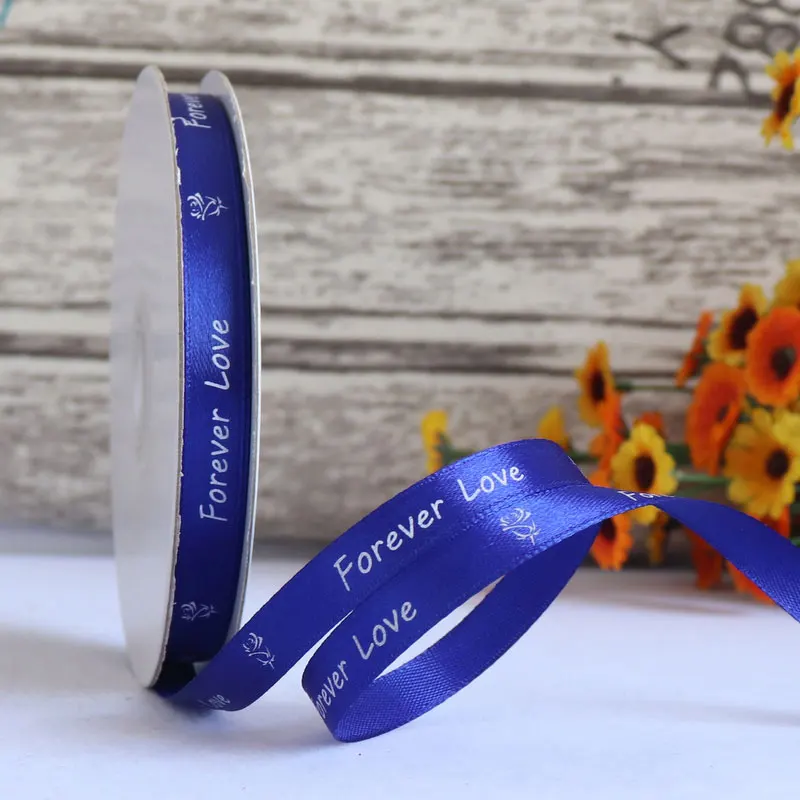 50 лет/лот 10 мм буквы атласные ленты бант для волос/вечерние/день рождения цветок DIY отделка шитье ленты художественное оформление ручной работы материалы LX787 - Цвет: Royal blue