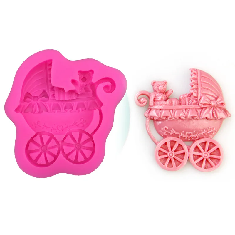 

DIY Pram Stroller Silicone Cake Mold Modeling Fondant Cake Decorating Tools Chocolate Candy Pudding Baby Carriage Mould E520