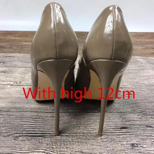 Brand Shoes Women Red High Heels 12 CM Women Wedding Shoes Black Nude High Heels - Color: Khaki  12cm