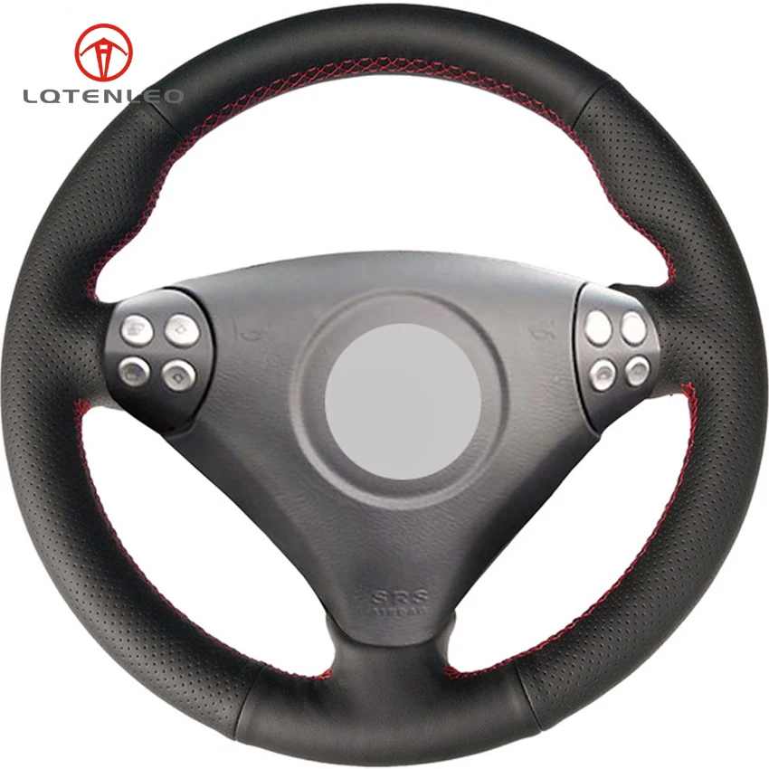 

LQTENLEO Black Genuine Leather DIY Car Steering Wheel Cover for Mercedes-Benz SLK-Class W170 W171 SLK 200 200K 280 350 2004-2008