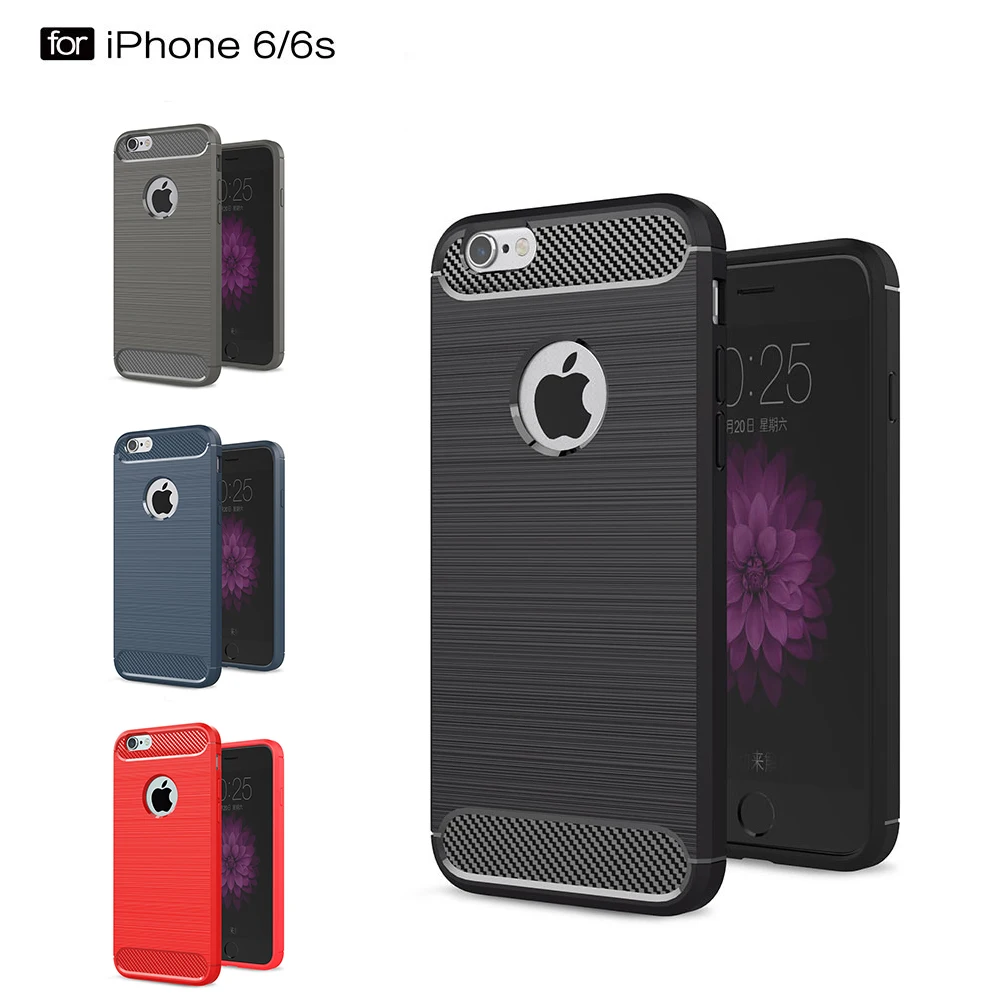 buy Luxury Shockproof Case For iPhone 6 6S Case New Carbon Fiber Soft Silicone iPhone 6 6s Case Back Cover TPU Black Capa