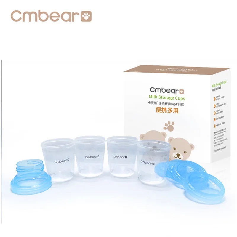 

Cmbear 4 Pieces/Set 180ml Breast Milk Storage Bottle Wide Neck Infant Newborn Food Freezer Fresh Cup BPA Breast Milk Bottle