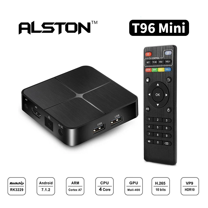 ALSTON T96 Мини Android 7 1 tv BOX 2 Гб ОЗУ 16 ПЗУ RK3229 четырехъядерный 4G WiFi медиаплеер H.265 4 K HD