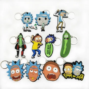

Rick And Morty Collection Model Toy Keyring Pickle Rick Key Ring Chain Action Figure Q Edition Bag Keychain Gift Toy