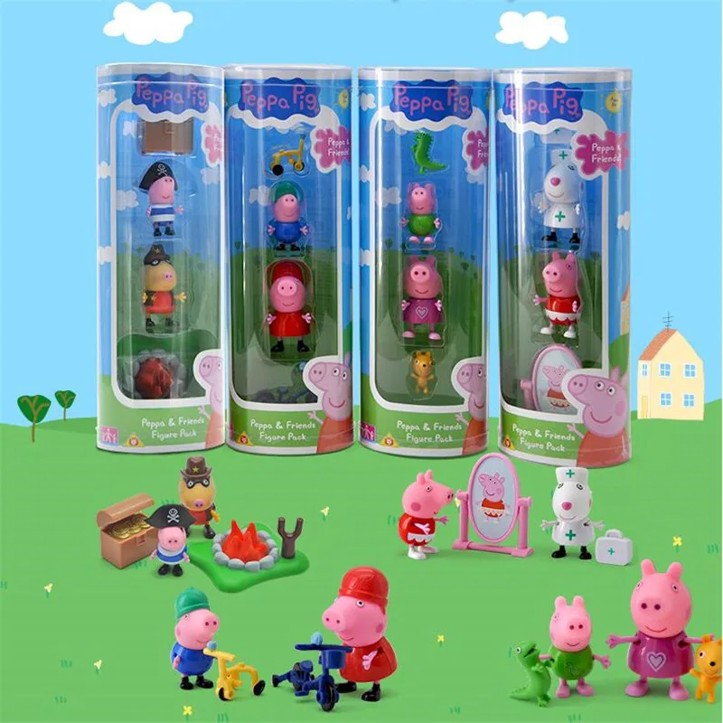

Peppa pig George friend Family Pack 4pcs/set Action Figure Anime Toys Set For Kids children Gift