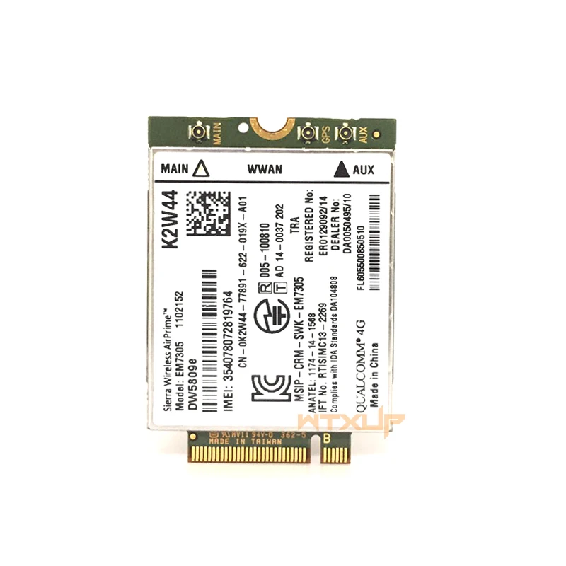 Сьерра-Беспроводной EM7305 DW5809e K2W44 M.2 4G 100 M LTE WWAN карта модуль для Dell E7450 E7250/7250 E5550/5550 E5450/5450