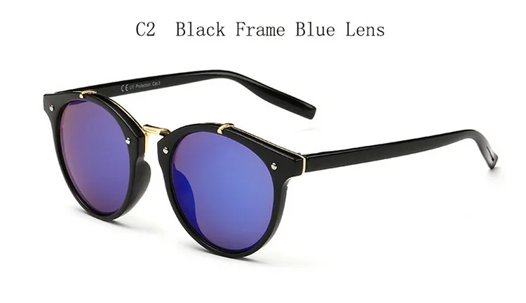 Винтаж круглые солнечные очки с заклепками Для женщин Брендовая Дизайнерская обувь очки UV400 градиент женские ретро солнцезащитные очки Oculos De Sol masculino - Цвет линз: C2