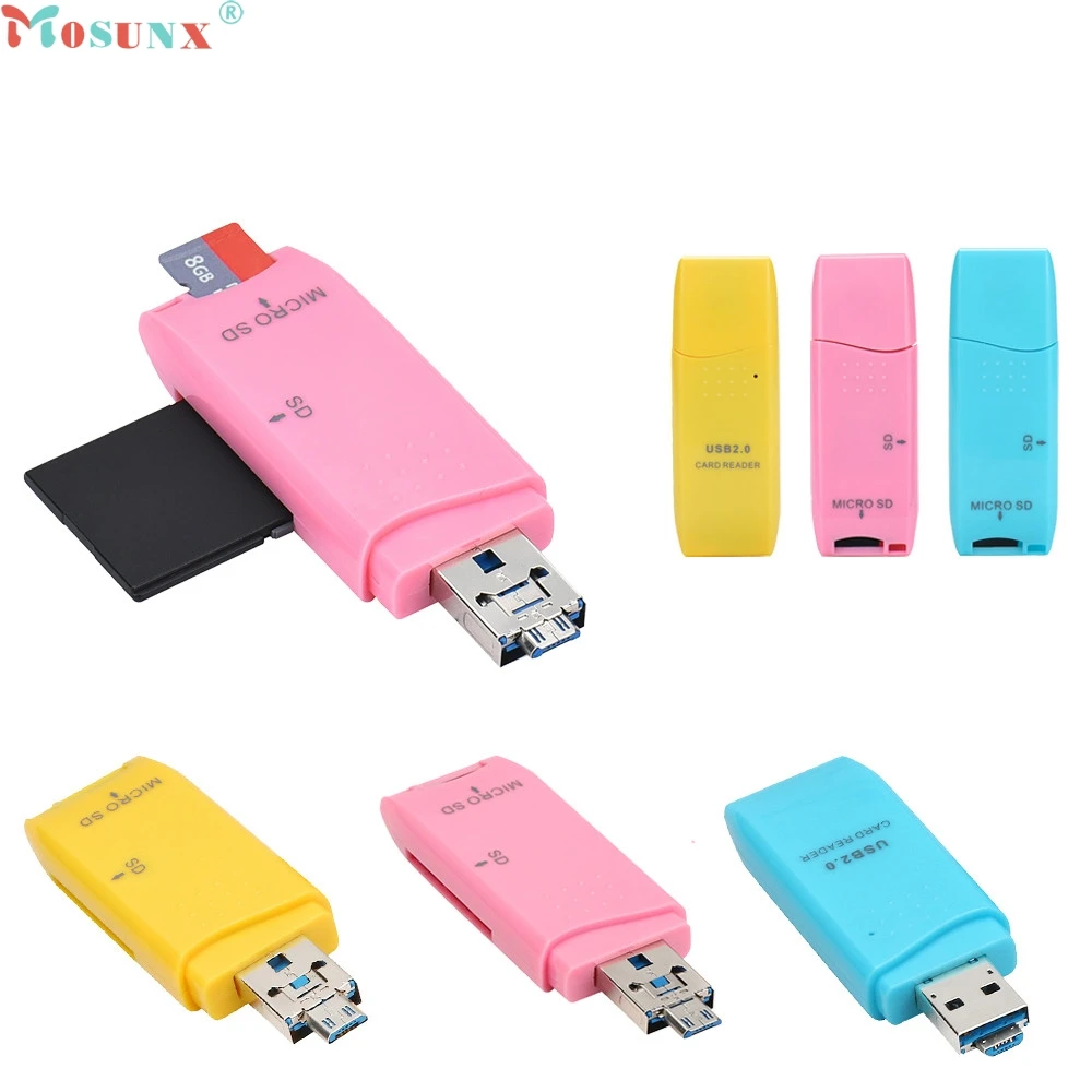 Mosunx цена завода Mini USB 2.0 + OTG Micro SD/SDXC TF Card Reader адаптер U диск 0307 Прямая доставка
