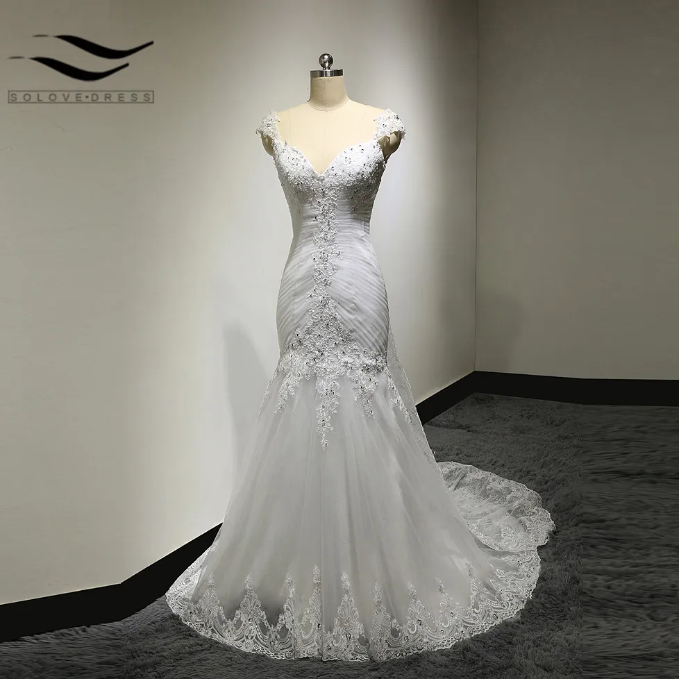 Real Picture New Bandage Wedding Dresses detachable train Custom Made
