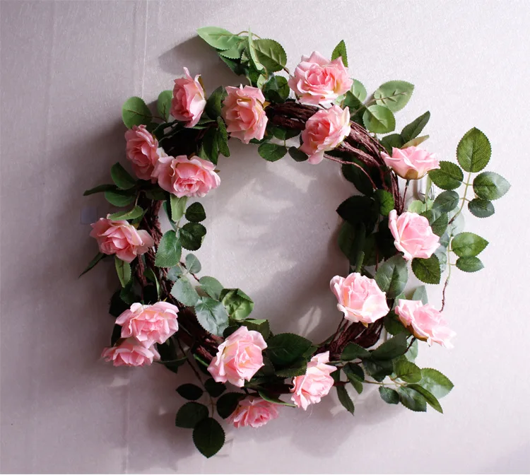

( white red pink ) wedding round wreath artificail rose garland front door decoration