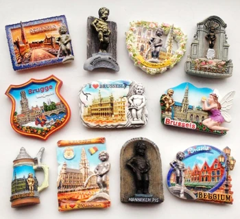 

Hot sale Brussels Belgium Grand Place Manneken-Pis Statue 3D Fridge Magnet Travel Souvenir Refrigerator Magnetic Stickers