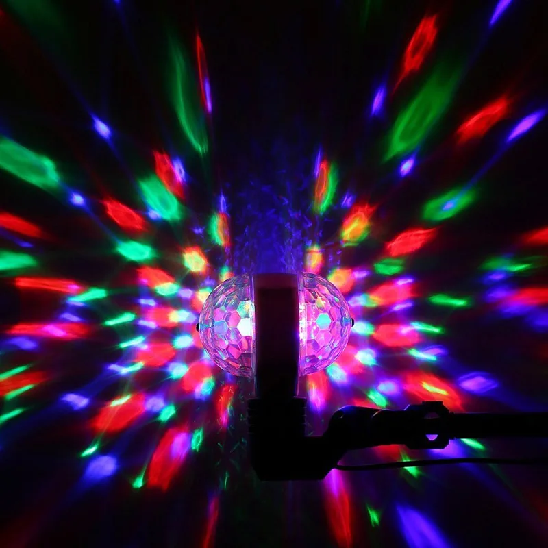 Новые E27 RGB светодиодные фонари для вечеринки с двойной головкой магический шар лампы для дома вечерние караоке украшения Красочный