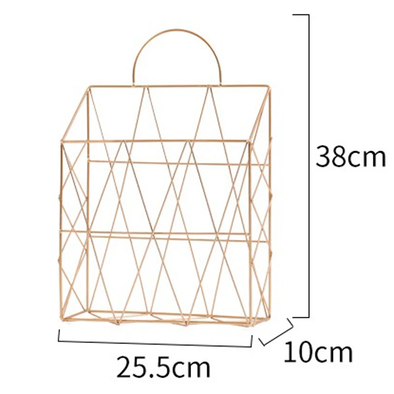 Скандинавские золотые металлические корзины для хранения, креативные портативные настольные книги, журнал, газета, органайзер, настенные подвесные декоративные корзины