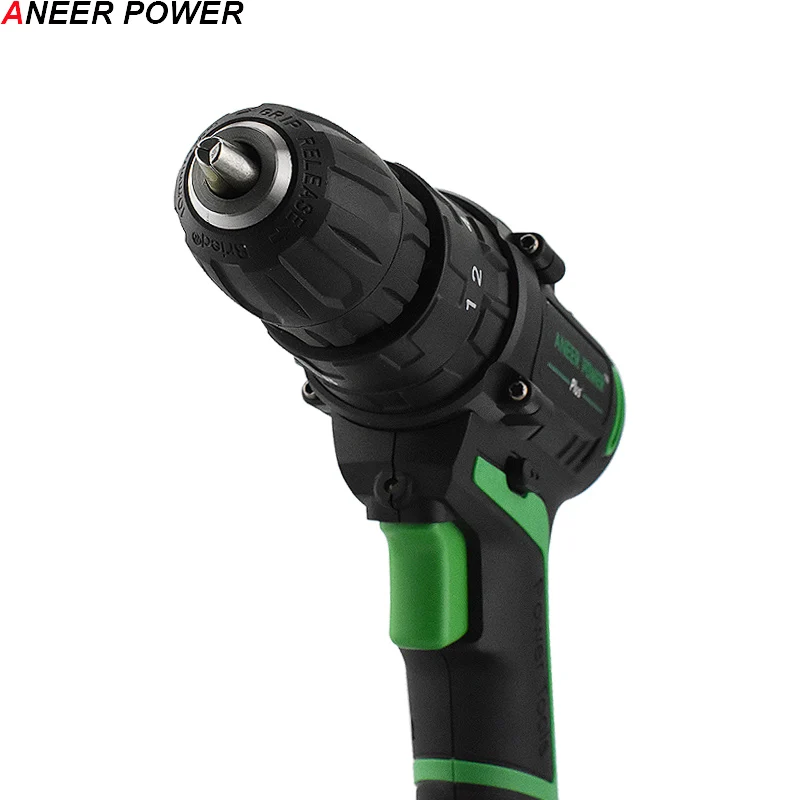 21V Double Speed Battery Impact Drill Electric Screwdriver Electric Hand Drill Home Diy Power Tools Cordless Hammer Drill+Gift