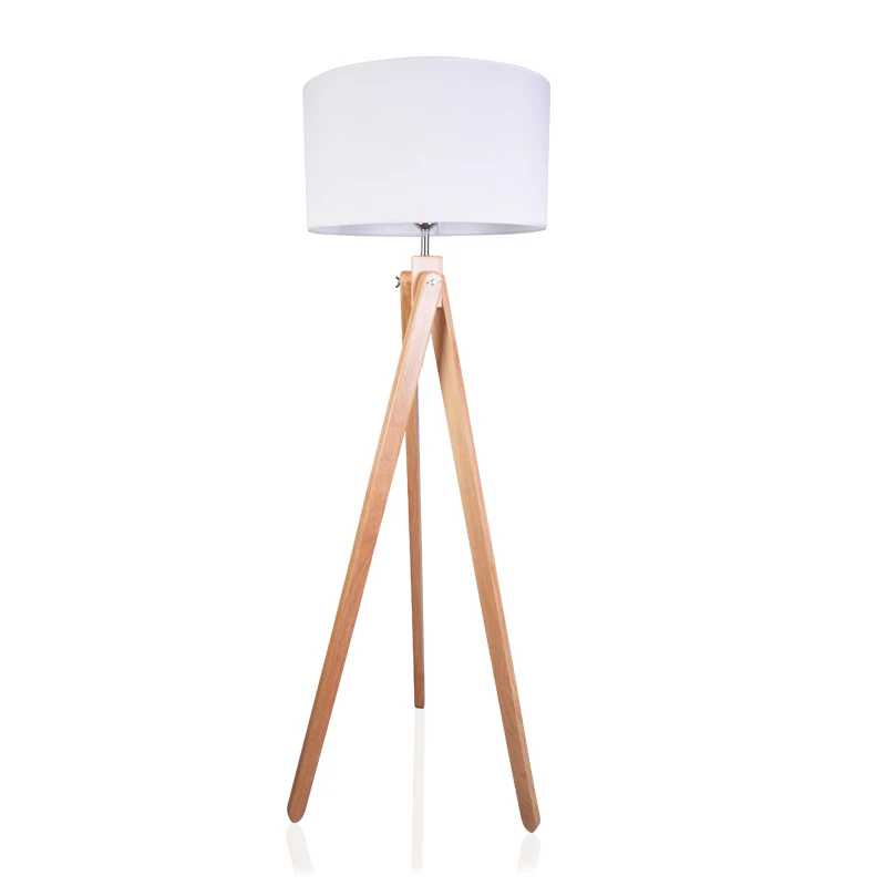 

Modern Wooden Floor Lamp Modern Living Room Bedroom Study Floor Standing Lamps White Fabric Wooden Floor Lights Decor Fixtures