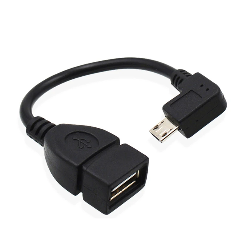 

13cm Right Angle USB A Female to Micro B Male Converter OTG Adapter Cable Black for Samsung LG Xiaomi Android Phone