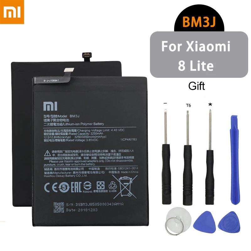 

Xiao Mi Phone Battery BM3J 3250mAh for Xiaomi Mi 8 Lite High Quality Replacement Original Batteries Retail Package Free Tools