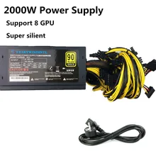 2000 Вт Горнодобывающий источник питания Asic bitcoin золотой источник питания 2000 Вт Плюс ETH блок питания ATX горная машина Поддержка 8 GPU карт PSU ATX