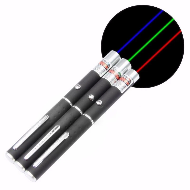 3 шт. Мощная зеленая красная синяя ручка-указатель, видимая лучевой лазер 5 мВт лучевая лазерная указка, ручка-указка, фонарик