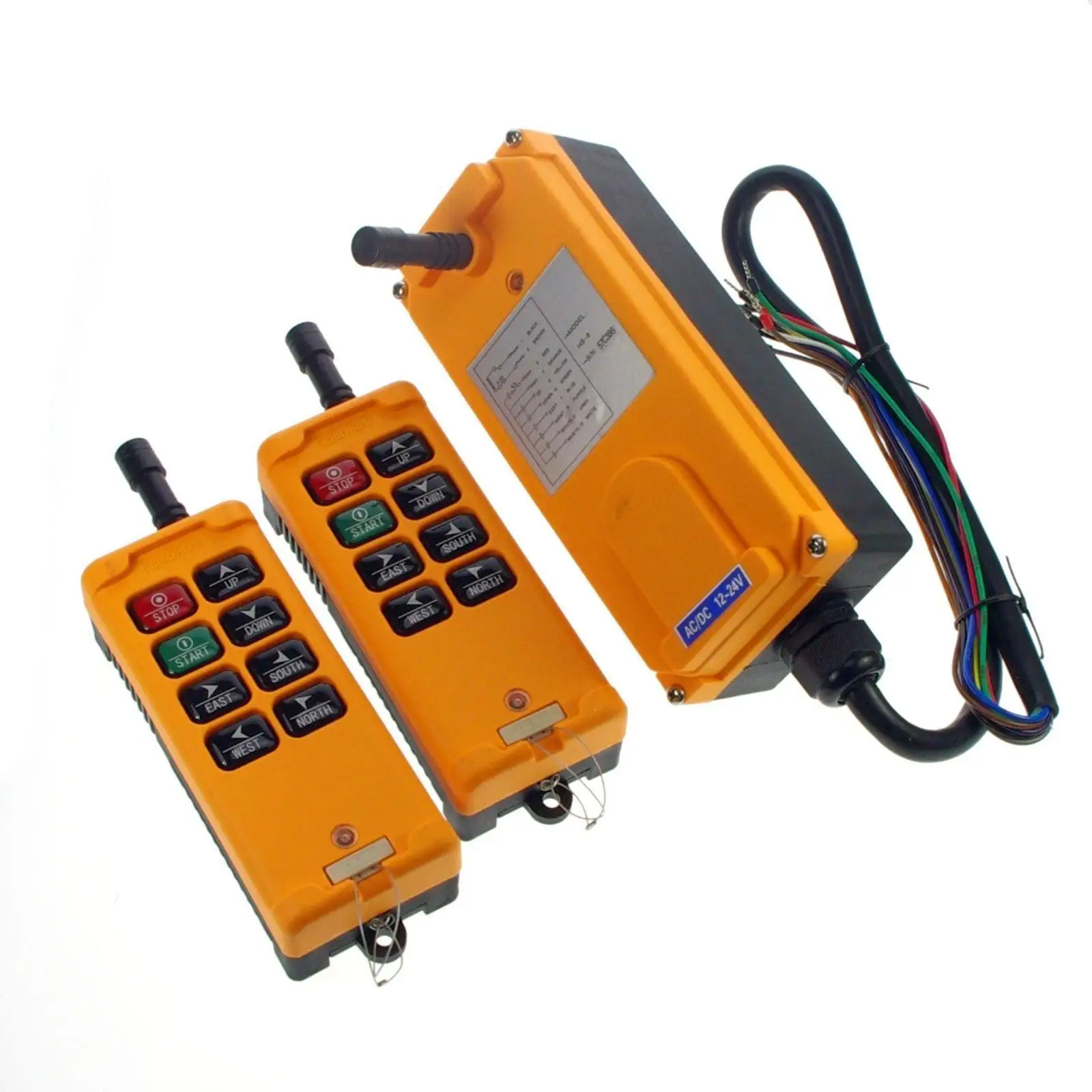 

12V-415V 8 Channels 1 Speed 2 Transmitters Hoist Crane Radio Remote Controller System IP65 Fuse 5A