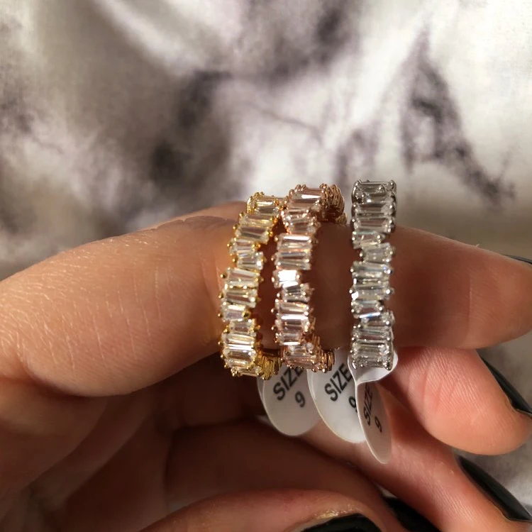 Funmode тонкий багет T кольцо бренд помолвка ручной работы трапециевидный камень свадебные кольца для женщин палец аксессуары Anel F002R